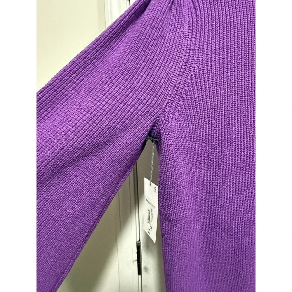 Liz Claiborne Womens XXL Bright Violet Ribbed V-Neck Puff Sleeve Sweater‎ NWT